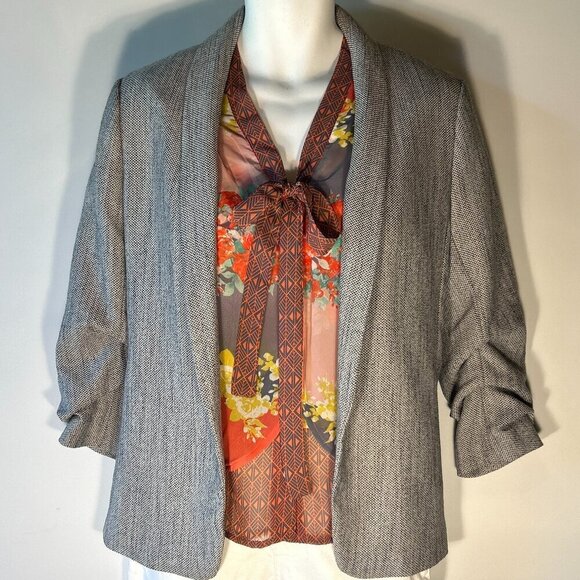 Signature Studio SZ M Ivory Colorful Bow Button Front Top Romantic Casual Dressy - Picture 4 of 9